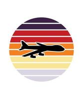 Airplane Retro Sunset Design template vector