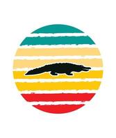 Alligator Retro Sunset Design template vector