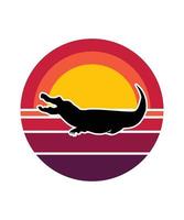 Alligator Retro Sunset Design template vector