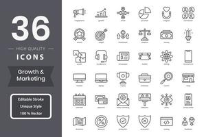 Growth Marketing icon pack for your website design, logo, app, UI. vector
