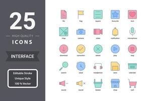 Interface icon pack for your website design, logo, app, UI. Interface icon lineal color design. Vector graphics illustration and editable stroke.