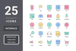 Interface icon pack for your website design, logo, app, UI. Interface icon lineal color design. Vector graphics illustration and editable stroke.