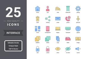 Interface icon pack for your website design, logo, app, UI. Interface icon lineal color design. Vector graphics illustration and editable stroke.