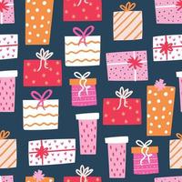 Christmas pattern with gift boxes. vector