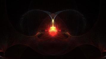 Kunsttechnologie leuchtendes rotes dunkles symmetrisches Glühen Drahtgeflechtwelle auf Schwarz video