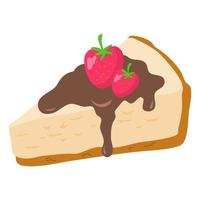 Cheesecake with strawberry jelly and chocolate vector