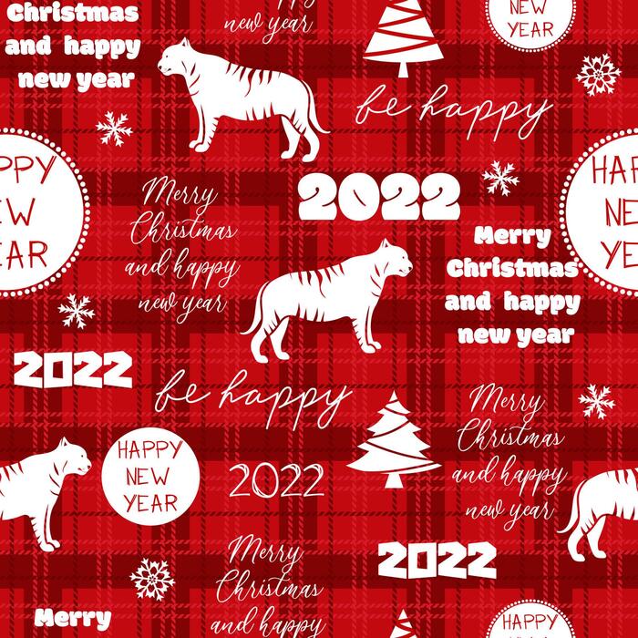 Entertaining Christmas 2022 Seamless New Year 2022 Pattern. Funny Christmas Background With Tiger.  3481930 Vector Art At Vecteezy