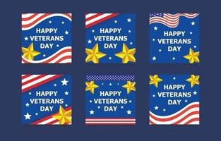 Happy Veterans Day Social Media Post Set vector