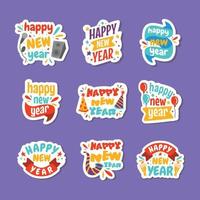 Cute Colorful Doodle Sticker of Happy New Year vector