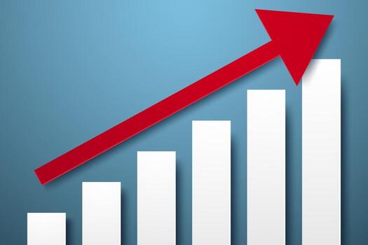 Graph up concept, paper art style vector