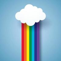 Rainbow and cloud, paper art style vector