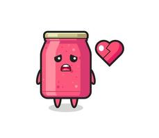 strawberry jam cartoon illustration is broken heart vector