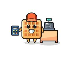 Illustration of waffle character as a cashier vector