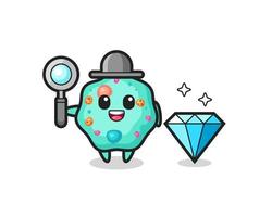 Illustration of amoeba character with a diamond vector