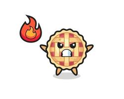 apple pie character cartoon with angry gesture vector