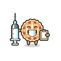 Mascot Illustration of apple pie as a doctor vector