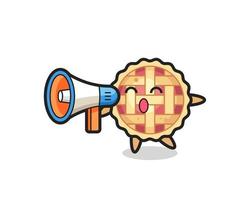 apple pie character illustration holding a megaphone vector