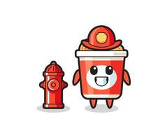 Mascot character of instant noodle as a firefighter vector