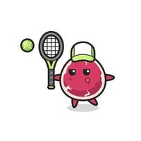 Cartoon character of beef as a tennis player vector