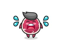 beef cartoon illustration with crying gesture vector