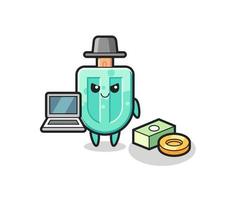 Ilustración de mascota de paletas como hacker. vector