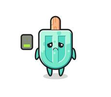 popsicles mascot character doing a tired gesture vector