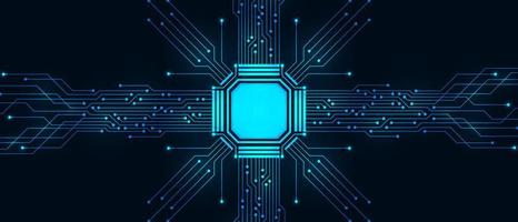 Abstract Technology Background, blue circuit board and microchip, digital power line vector