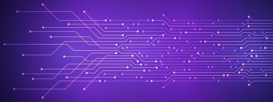 Abstract Digital Technology Background, purple circuit board pattern, microchip, power line vector