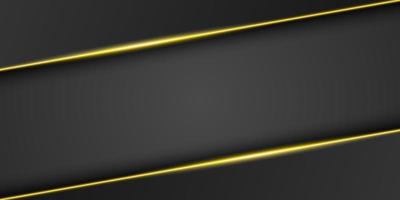 Abstract gold metallic, black frame background, triangular overlap layer with bright yellow light line, diagonal shape, dark minimal design with copy space, vector illustration