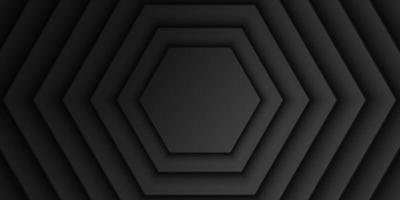 Fondo de capa de superposición hexagonal negro abstracto, patrón de forma hexagonal, diseño minimalista oscuro con espacio de copia, ilustración vectorial vector