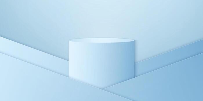 blue gradient round podium or pedestal, minimal product background, template mock up for display, geometric shape vector