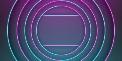 Abstract black frame background, circular overlap layer with blue and purple neon light line, circle and rectangle shape, dark minimal design with copy space, vector illustration