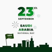 día nacional de arabia saudita con banderas y elemento simbólico de colores verdes vector