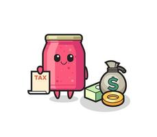 Character cartoon of strawberry jam as a accountant vector