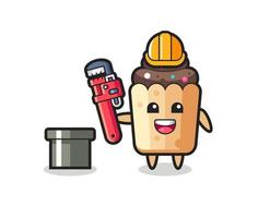 Character Illustration of cupcake as a plumber vector