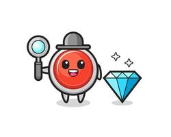 Illustration of emergency panic button character with a diamond vector