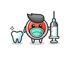 Personaje de mascota del botón de pánico de emergencia como dentista. vector