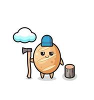 Character cartoon of french bread as a woodcutter vector