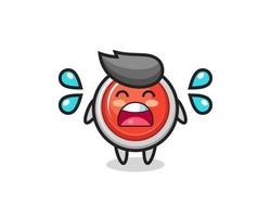 emergency panic button cartoon illustration with crying gesture vector