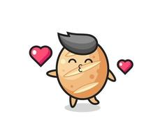 french bread character cartoon with kissing gesture vector