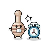 Cartoon of honey dipper is surprised with a giant alarm clock vector