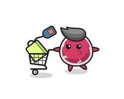 beef illustration cartoon with a shopping cart vector