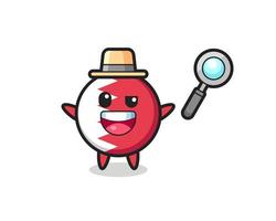 bahrain flag badge mascot as a detective who manages to solve a case vector