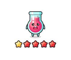 customer bad rating, laboratory beaker cute character with 1 star vector