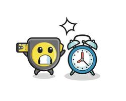 tape measure is surprised with a giant alarm clock vector