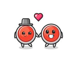 emergency panic button cartoon couple with fall in love gesture vector