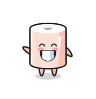 tissue roll cartoon character doing wave hand gesture vector