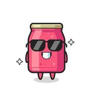 Cartoon mascot of strawberry jam with cool gesture vector