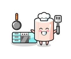 tissue roll character illustration as a chef is cooking vector