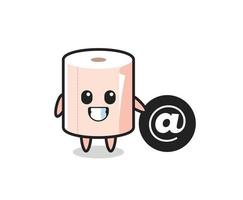 Cartoon Illustration of tissue roll standing beside the At symbol vector